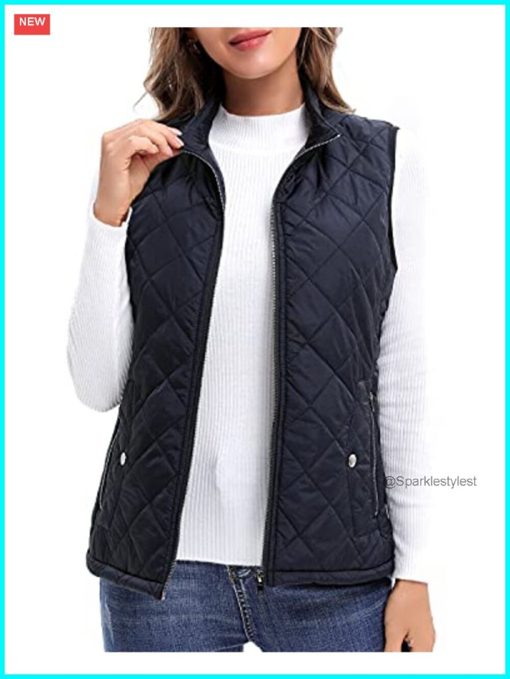 Women's Quilted Lightweight Zip Pockets Padded Gilet Vest